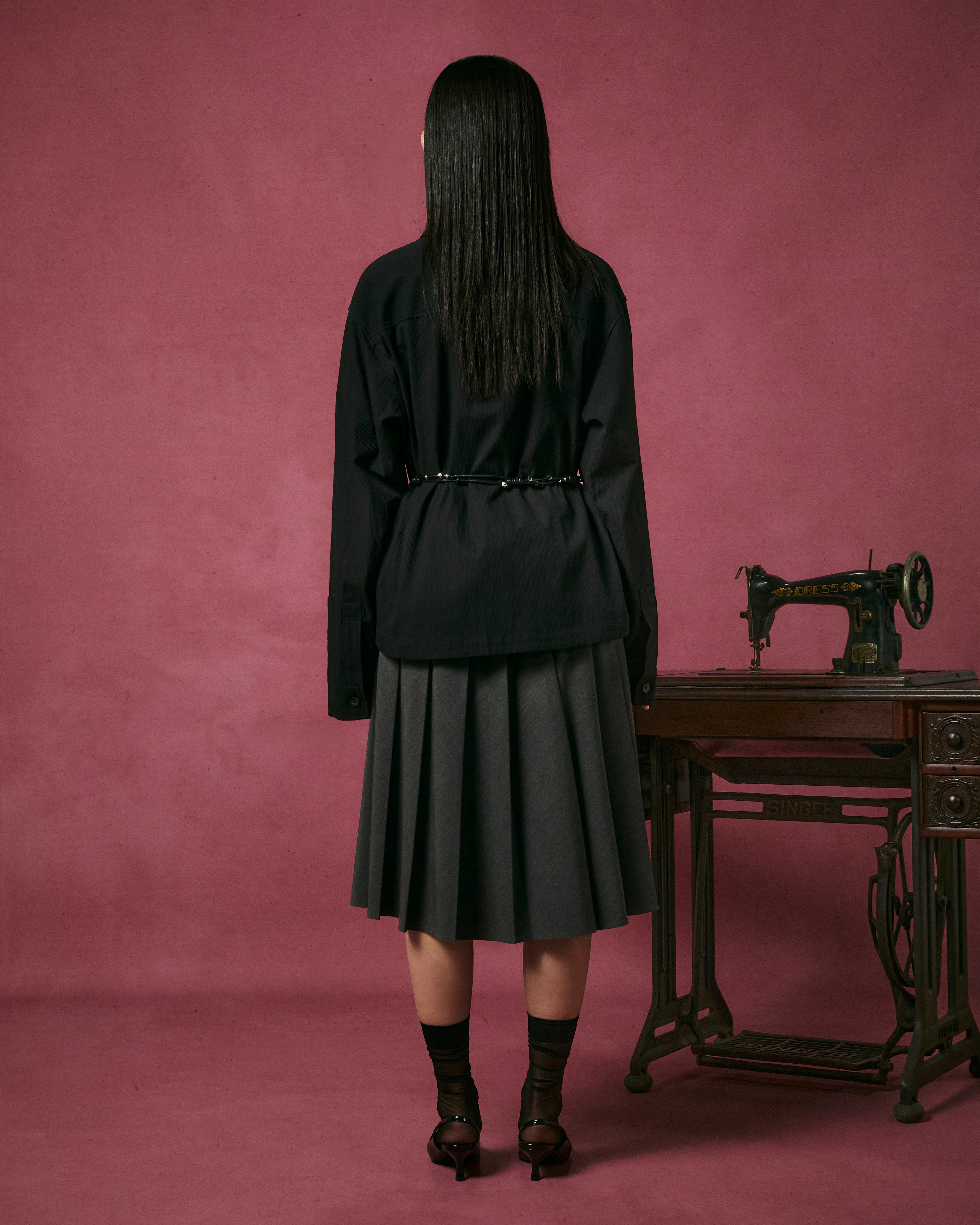 BLACK CHINA COLLAR KNOT SHACKET - Image 5