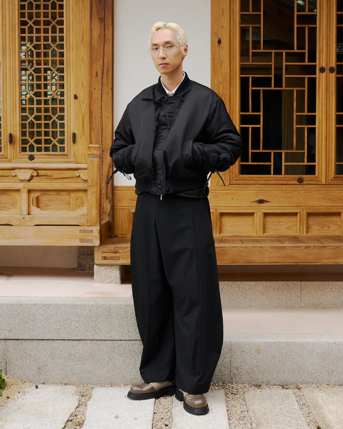 BLACK FLOWER CHANNELED BOMBER - Image 5