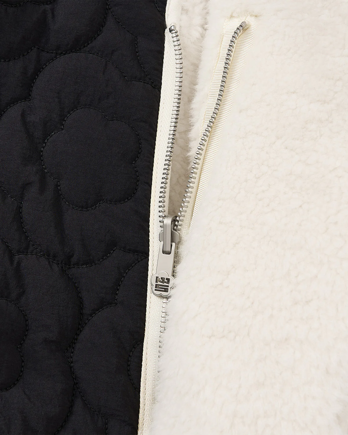 BLACK IVORY REVERSIBLE FLOWER QUILTED JEOGORI FLEECE - Image 10