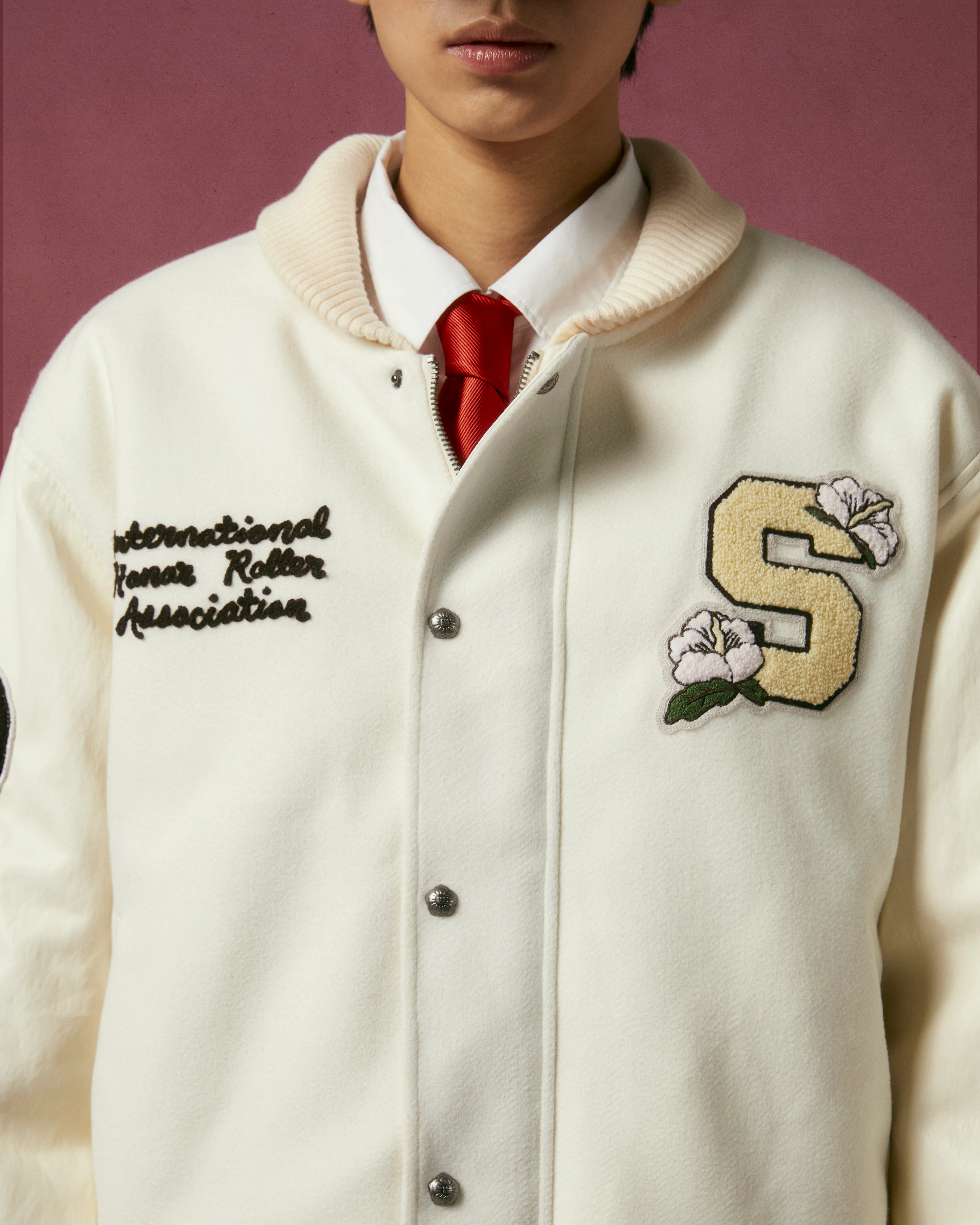 IVORY VARSITY JACKET - Image 4