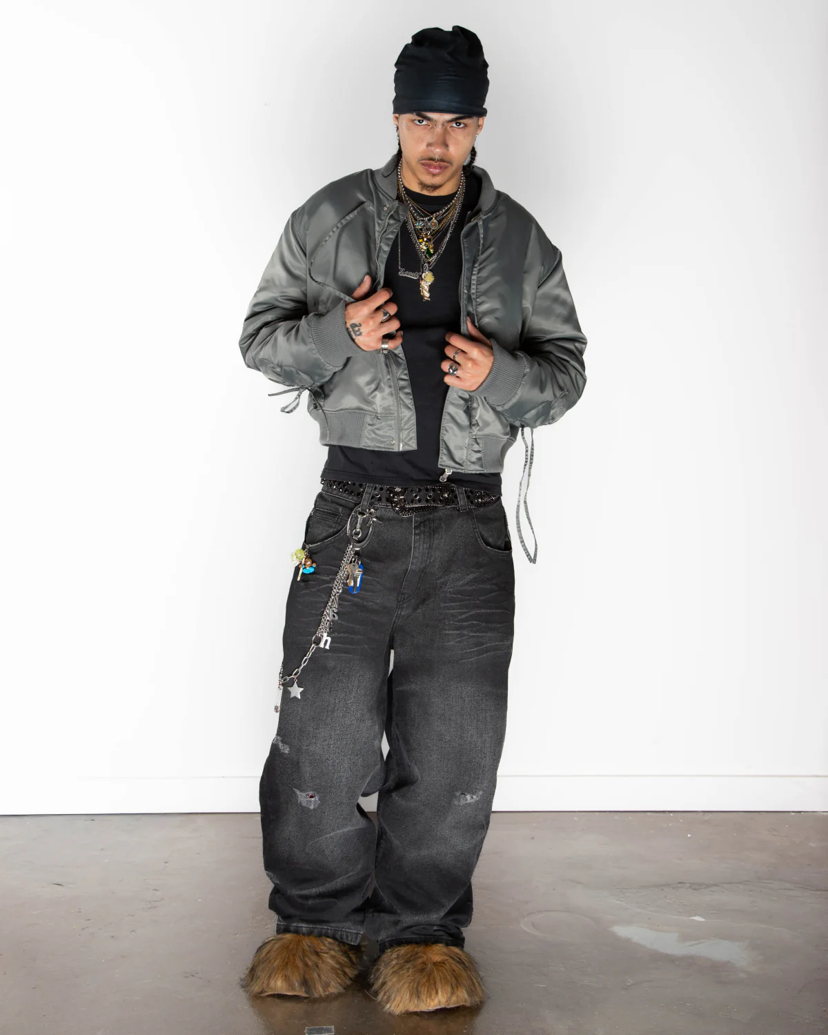 KHAKI FLOWER CHANNELED BOMBER - Image 6