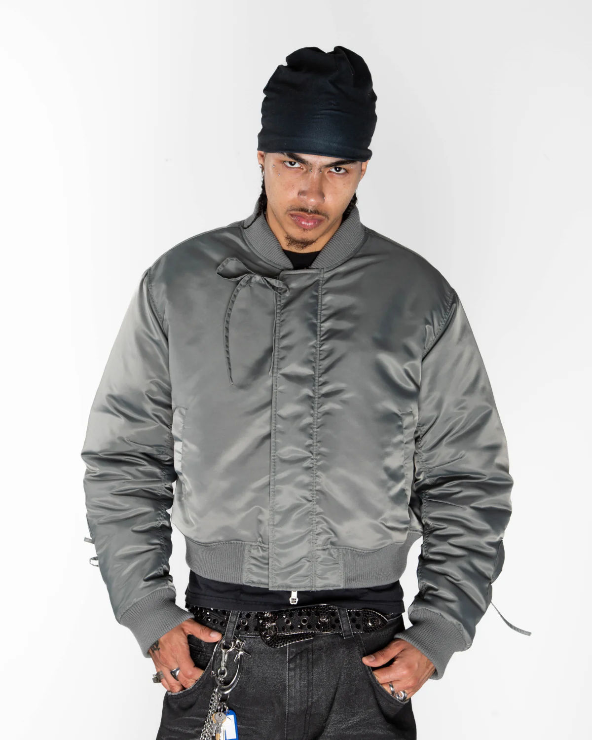 KHAKI FLOWER CHANNELED BOMBER - Image 8
